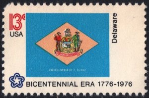 SC#1633 13¢ Bicentennial State Flags: Delaware Single (1976) MNH