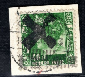 NED INDIE WW2 Jap Occ West Coast Padang 40c Stamp BLACK CROSS Overprint LGREEN85