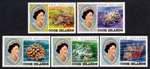 Cook Islands 1980-82 QEII - Corals High Values Mint MNH Set SC 582-586 CV $54.50