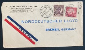 1927 San Francisco CA USA Airmail cover To Bremen Germany North German Lloyd