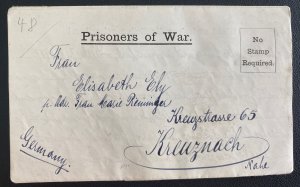 1917 Isle Of Man England Prisoner War Knoekaloe Camp LS Cover To Germany