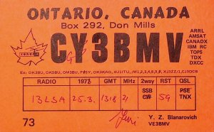 CANADA ONTARIO Amateur Radio QSL Card 15739-