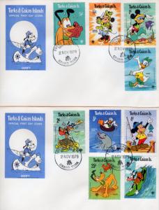 Turks & Caicos 1979 Sc#399/407 Disney-Year of the Child Set (9) FDC (2)