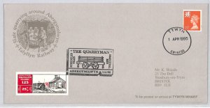 GB Wales TALYLLYN RAILWAY Cover 25p Letter Stamp *The Quarryman* Slate 1995 ZR89 