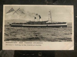 1909 Glasgow Scotland uk PPC Boat Postcard Cover New Turbine Steamers To Canada