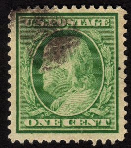 1908 US, 1c, Used, Benjamin Franklin, Sc 331, Nice centered