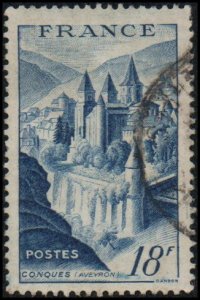 France 593 - Used - 18fr Conques Abbey (1948) (cv $0.55)