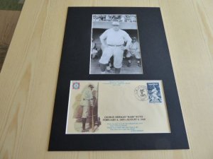 Babe Ruth Baseball USA FDC Cover and mounted photograph mount size A4