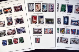 COLOR PRINTED FRANCE 1941-1965 STAMP ALBUM PAGES (55 illustrated pages)