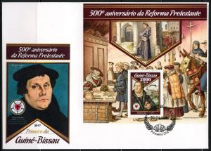 GUINEA BISSAU  2017 500th ANNIVERSARY OF PROTESTANT REFORMATION  S/SHEET FDC