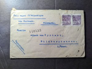 1932 Registered Brazil Cover Rio De Janeiro to Hildburghausern Germany