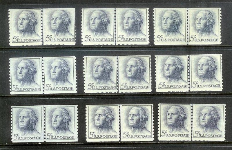 UNITED STATES (51) Sc#1229 Coil Line Pairs many plate nos. ALL Mint Never Hinged