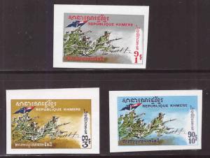 Cambodia Scott 246-248  MNH**  Khmere soldiers in battle Impeforate set