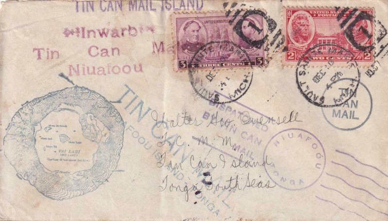 1938, Sault Saint Marie, MI to Niuafoo, Tonga, See Remark (42966)