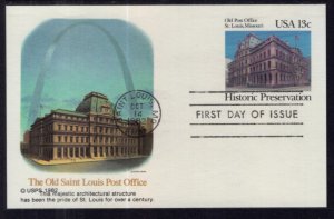 US UX97 Old St Louis Post Office Postal Card Fleetwood U/A FDC