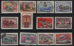 RUSSIA, 2095-2106, (12) SET, USED, 1958, Centenary of Russian stamps
