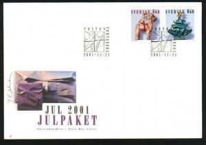 Sweden.  FDC 2001 Christmas Stamps. Christmas  Decorations