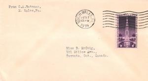 United States Pennsylvania North Wales 1939 machine  3c Golden Gate Expo to C...