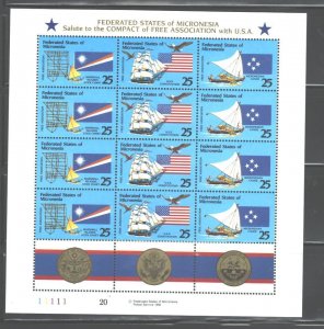 MICRONESIA 1990 COMPACT of FREE ASSOCIATION with USA SHEET OF 15 + 3 TABS