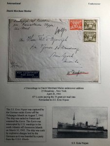 1941 The Hague Netherlands Censored Cover To Dutch Merchant Marine In NY USA