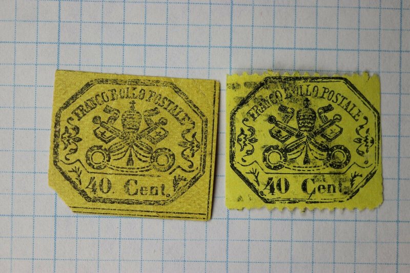 Italian Roman State sc#17 ,24c unused used yellow 40c