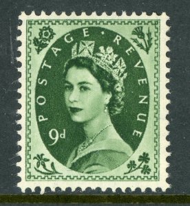 Great Britain 1955 QEII 9p Bronze Green  SG #551 MNH B14