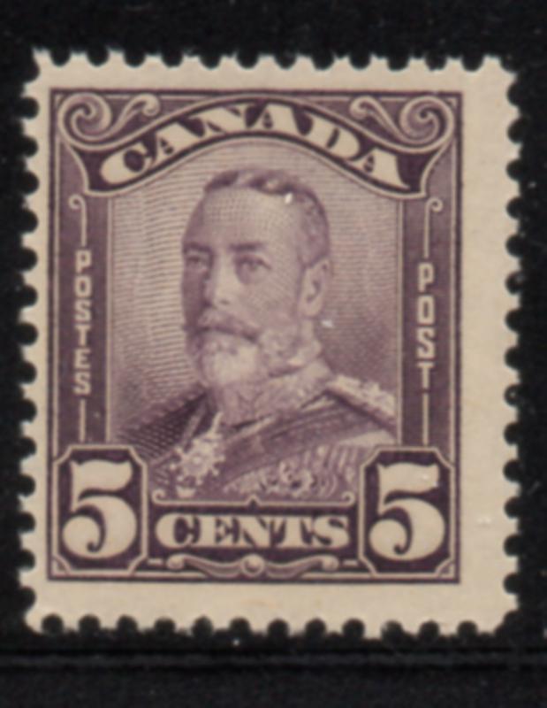 Canada Sc 153 1928 5 c deep violet George V scroll issue stamp mint NH