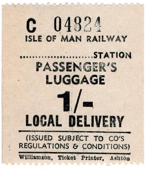 (I.B) Isle of Man Railway : Passenger's Luggage 1/-