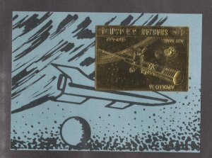 Sharjah # MIBlock132B, Apollo 16, Gold Foil Souvenir Sheet,  Mint NH