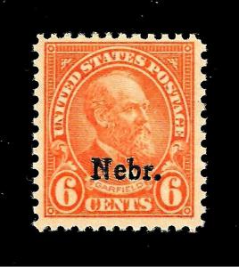 US  Sc# 675 - 6 c - Red Orange  Nebraska Overprint - Mint NH - Crisp Color