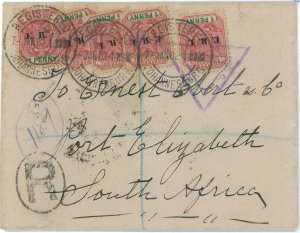 P0286 - TRANSVAAL - Postal History - COVER from JOBURG to PORT ELIZABETH 1902