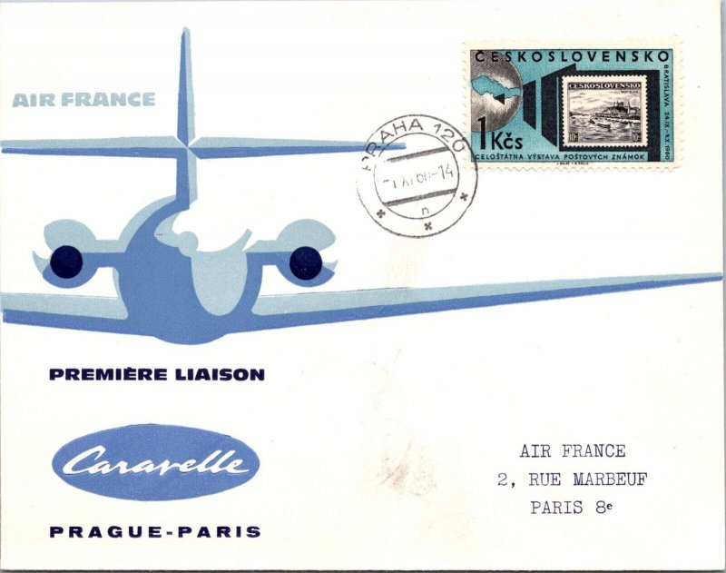 Czechoslovakia 1960 FFC - Air France Caravelle - Prague To Paris - J7632