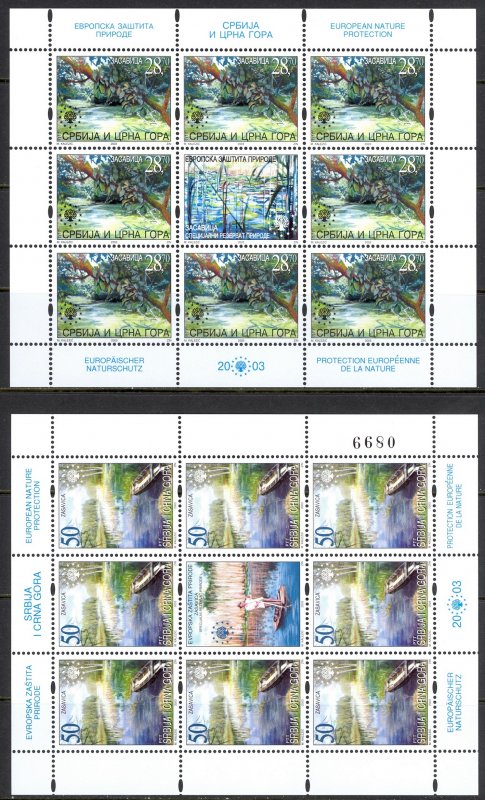 Serbia Sc# 192-193 MNH Pane/8 2003 Nature Protection