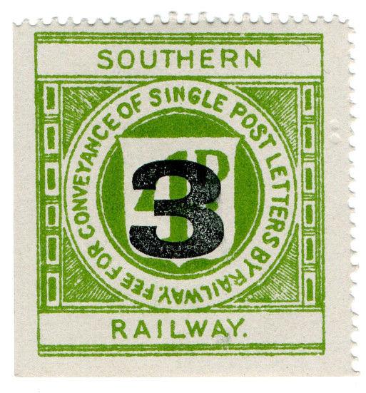 (I.B) Southern Railway : Letter Stamp 3d on 4d OP