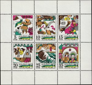 East Germany DDR 1973 MNH Stamps Mini Sheet Sc 1509a Brothers Grimm Fairy Tales