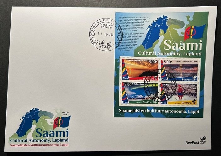 Finland 2023 Lapland Cultural Autonomy Saami BeePost block FDC