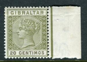 GIBRALTAR; 1889 early classic QV issue Mint hinged 20c. value