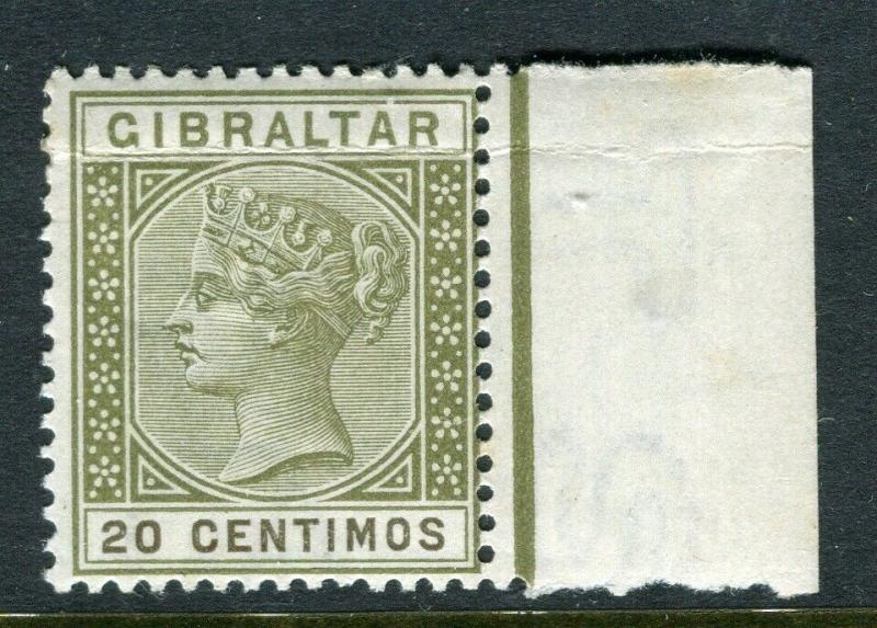 GIBRALTAR; 1889 early classic QV issue Mint hinged 20c. value