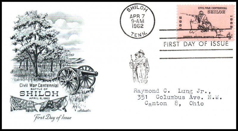 US 1179 Shiloh Artmaster Typed FDC