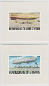 Ivory Coast # 440-444, History of the Zeppelin, IMPERF Mini Sheets, Mint NH,