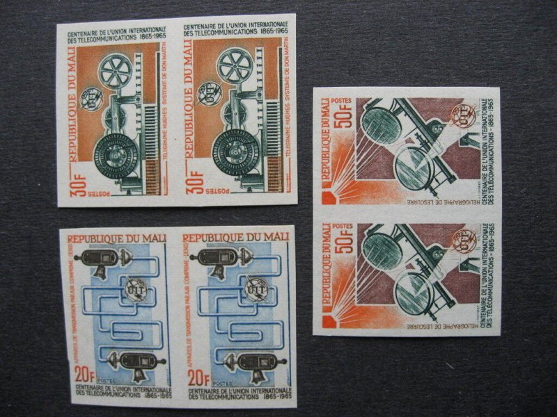 MALI Sc 74-6 MNH imperf pairs 74 has disturbed gum PLZ read description! 