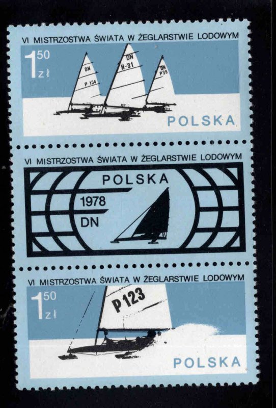 Poland Scott 2250a MNH** 1978 Iceboat pair with label stamp set