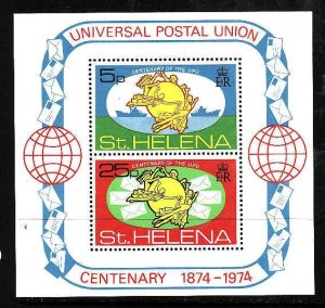 St Helena-Sc#284a- id7-unused NH sheet-UPU-Ships-1974-