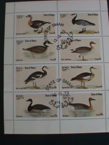 ​OMAN STAMP 1973 COLORFUL LOVELY WORLD ENDANGER BIRD -CTO MINI SHEET VERY FINE