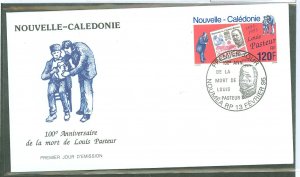 New Caledonia 1995 1995 120f. 100th anniversary of Louis Pasteur (single) on an unaddressed cachet first day cover.