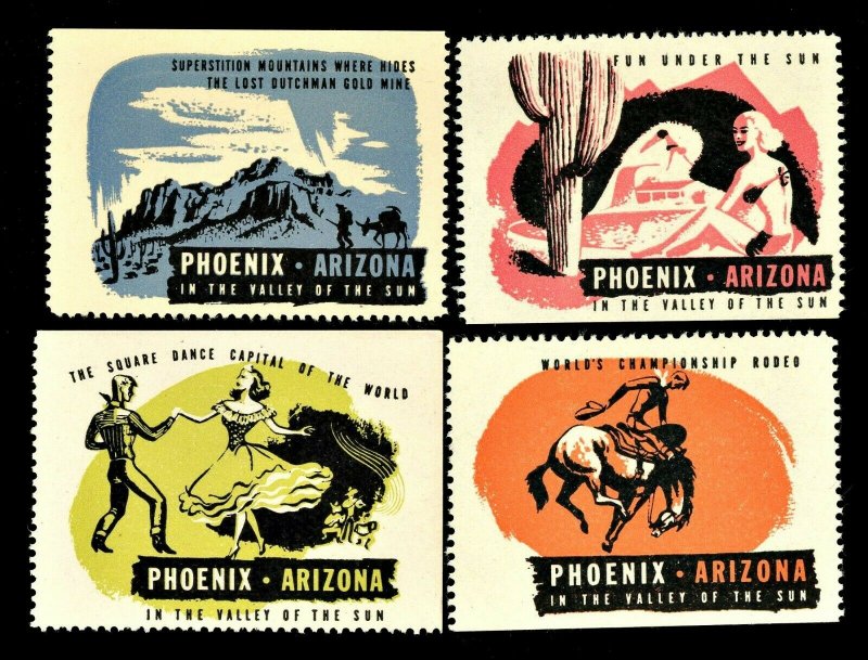 1940s PHOENIX ARIZONA  ( US Poster Stamp ) Lot Of 4