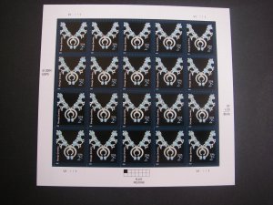 Scott 3750, 2c Navajo Necklace, Pane of 20, 04 date, MNH Beauty