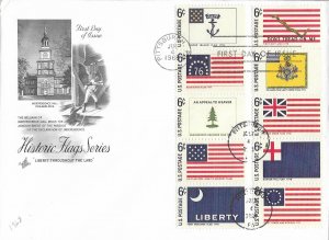 1968 FDC, #1345-1354, 6c Historic Flags, Art Craft - combo