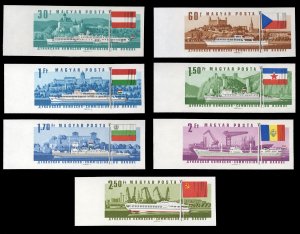 Hungary #1828-1834 Cat$250, 1967 Danube Commission, imperf. set of seven, all...