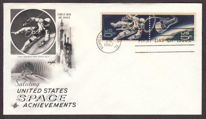 1967 Gemini Space Accomplishments Sc 1331 1332b Space Twins, ArtCraft cachet